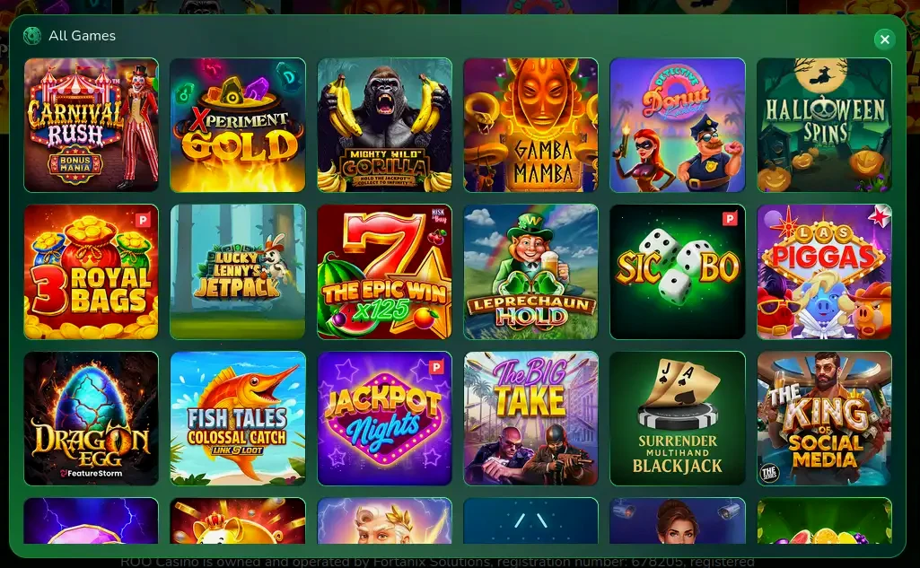 Interface de l'application mobile Jeton Rouge affichant les slots et le bonus de bienvenue